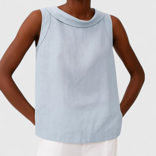 Anastine | Elegant Top with Roll Collar