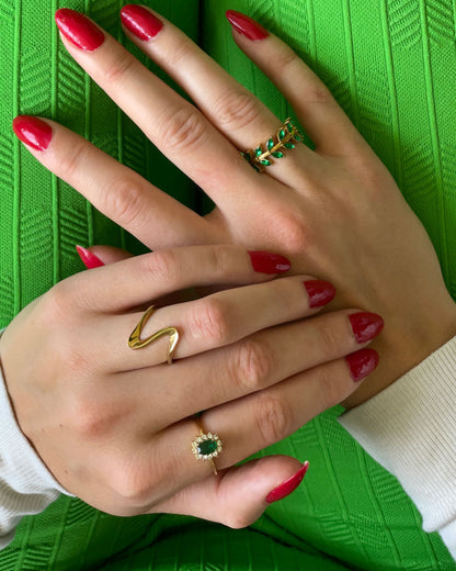 Amaryelle | Green Zirconia Ring 18K Gold